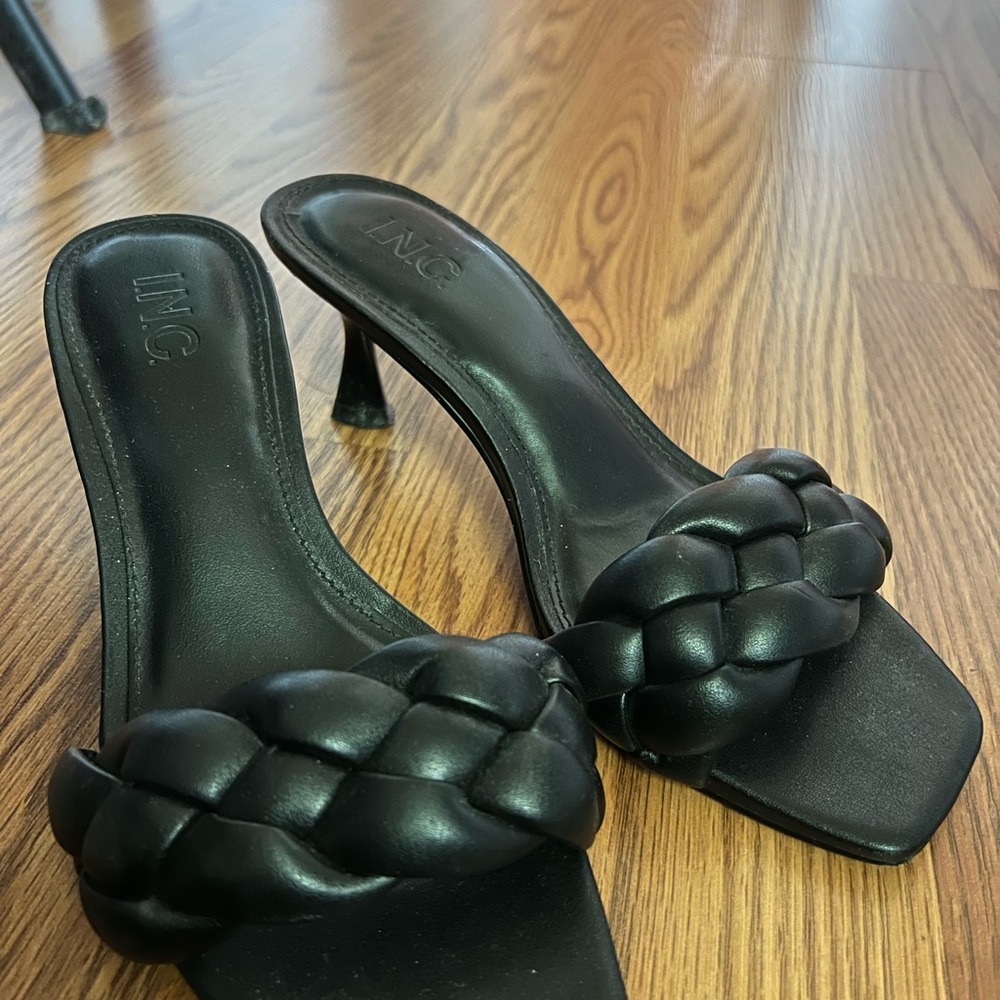 INC International Concepts Women's Black Braided Heels
